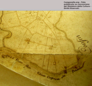 Mappa topografica del Catasto Salimbeni n. 5 (1774) - Colpolina. Pubblicata su concessione dell'Archivio di Stato di Macerata (ASMC), sezione di Camerino - Ministero della Cultura - Diritti Riservati