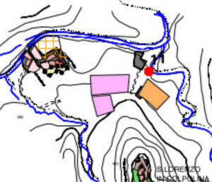 Mappa del progetto definitivo del PRG, della zona nel comune di Fiastra della Frazione di Polverina, in adeguamento al Piano paesaggistico delle Marche (PPAR; 1989), relativamente al valore storico delle aree
